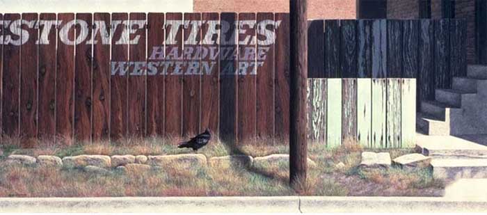 Painting: "Fencing The Raven" - ©1981-C.E.Newland - acrylic - Private Collection