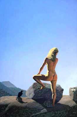Nude and Raven in a scene from the Pinos Altos, New Mexico area